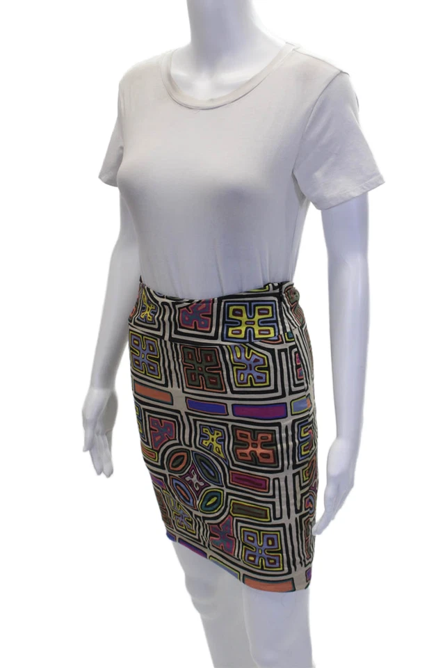 Minifalda forrada con estampado abstracto multicolor Artelier Nicole Miller para mujer talla 2 Foto 2 de 4