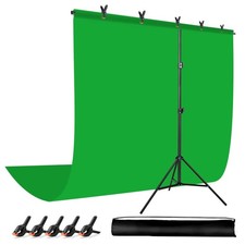 Green Screen Backdrop with Stand for Streaming, 6.5X 10ft WxH Protable Green