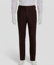 Calvin Klein Men's Brown Slim-Fit Pleated Linen-Blend Dress Pants Size 40W 30L