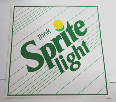 Werbe-Aufkleber Trink Sprite light 20 x 20 cm 80er Jahre Kiosk Coca-Cola Coke