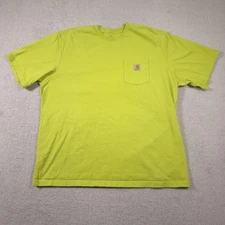Carhartt Shirt Mens 2XL Neon Yellow Pocket Workwear Original Fit Cotton Tee