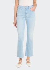 Mother Denim The Hustler Ankle Fray 28 Light Wash High Rise Crop Flare Stretch
