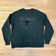 VTG 90  s Colorado State University Mens Crewneck Sweatshirt Sz XL Green Jansport