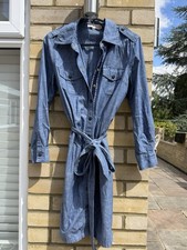 Tory Burch Blue Denim Look Cotton Belted Shirt Dress UK 10 US 6