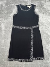 Michael Kors Midi Dress Size Medium Black Animal Print Designer Cocktail Office