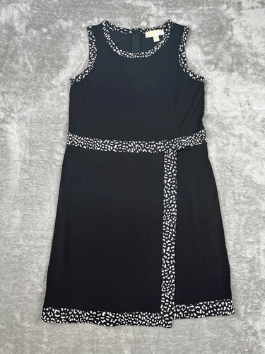 Abito midi Michael Kors taglia media nero stampa animalier designer cocktail ufficio