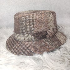 Vintage Harris Tweed Hat Fedora Fitted Men M/L Scotland Grandpa Classic