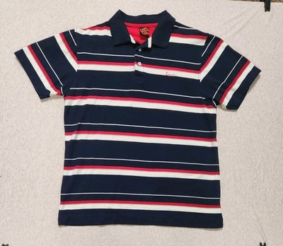 Vintage Karl Kani Polo Shirt Mens L Striped Blue Red White Hip Hop Streetwear 