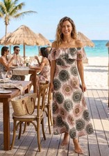 LOFT Outlet Multicolor Floral Off Shoulder Maxi Dress Ruffle Short Sleeve 4