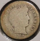 Silver Dime - Barber - 1906-D (Worn / Uneven wear)