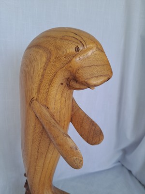 Hand- Carved Manatee Sea Cow Sculpture Florida Marine Life 19.5'' tall Vintage