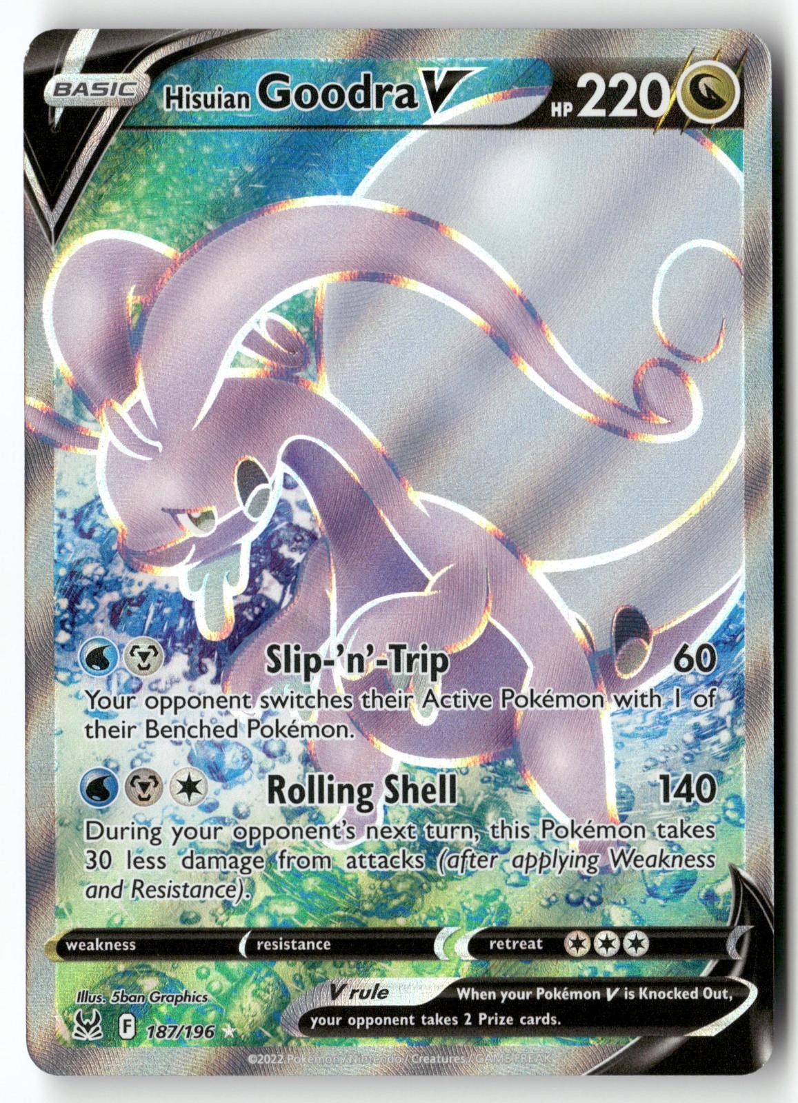 HISUIAN GOODRA V 187/196 ULTRA RARE LOST ORIGIN POKEMON HOLO NEAR MINT