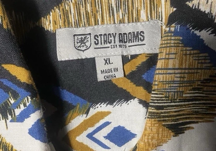 Camisa Y2K Stacy Adams Estampado Tribal | XL Azteca Y2K Para Hombre’s Ropa de Calle con Botones Foto 4 de 4