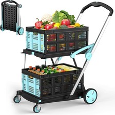 Collapsible Grocery Cart 200LBS Foot Brake