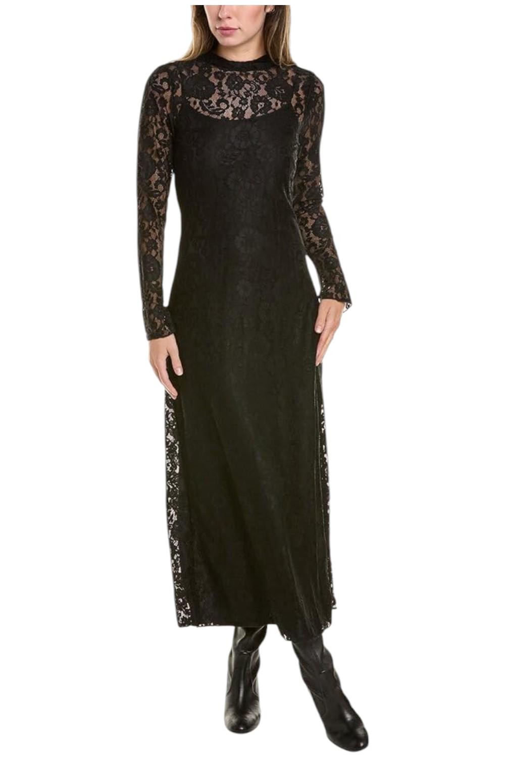 Vince Camuto Women's Lace Long Sleeve Maxi Dress Black