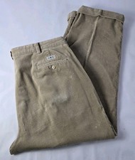 Vintage Polo Ralph Lauren Mens 40x32 Tan Pleated Corduroy Andrew Pants GUC