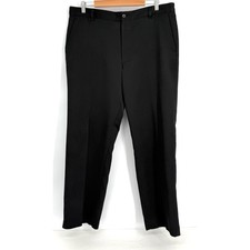 IZOD PerformX Mens Black Dress Pants Flat Front Straight Leg Sz 36x30 Trousers