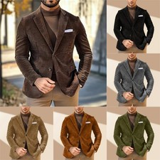 Men's Jacket High-Quality Corduroy Single-Breasted Formal Suit Vintage Business