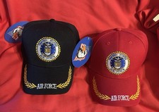 2 New Air Force Baseball Caps Red & Black USAF