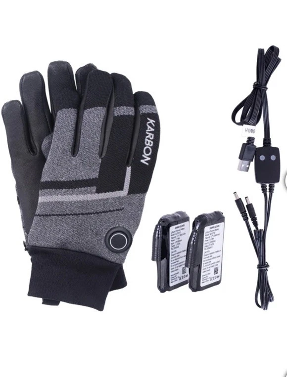Karbon 3D Knit Heated Gloves, Genuine Goatskin Leather Palm NEW OPEN BOX Small