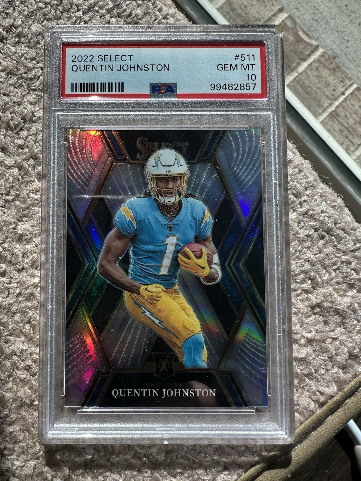 Quentin Johnston XRC PSA 10: 2022 Panini Select Football. LA Chargers WR!