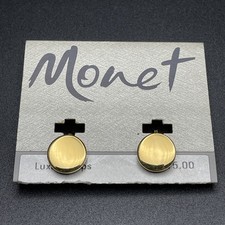 NWT Vintage Monet Signed Gold-Tone Luxury Clip Earrings