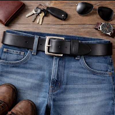 #ad NEW Carhartt Sz 44 Journeyman Cowhide Black FullGrain Leather Silver Buckle Belt $29.74