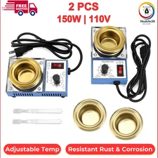 2PCS QWORK Solder Pot 150W 110V 50mm Soldering Bath Titanium Plate Capacity 500g
