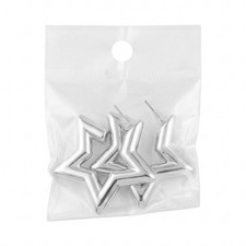 Silver Star Hoop Earrings Metal Post Fashion Lobe Style Star Theme Star Shape