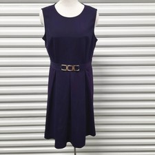 Evan Picone Black Label Purple Dress Womens Size 10 Sleeveless A-Line Office