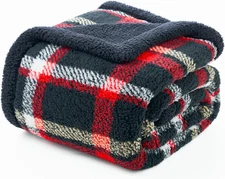Luxury Sherpa Throw, Premium Reversible Buffalo Plaid Blanket for Home and Gifts