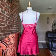 Victorias Secret Vintage 2004 Romantic Red Satin Slip Dress Chemise L 181645-V11