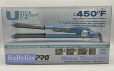 BABYLISS PRO NANO TITANIUM 1" U STYLE HAIR STRAIGHTENER FLAT IRON CURL IRON NEW!