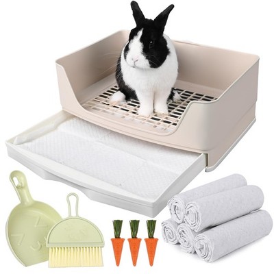 Yuoaes Large Rabbit Litter Box Bunny Potty Training Corner XX-Large, White