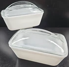 4 Pc Westinghouse White Loaf Pans Lids Set Vintage Milk Glassware Dishes MCM Lot