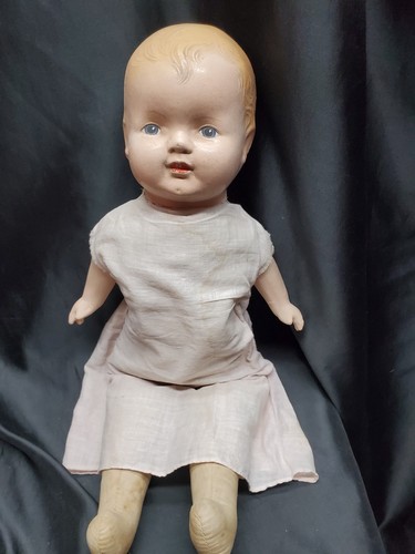 E3 Madame Hendren antique Baby Doll cloth body and composition molded head 18"