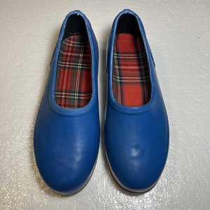 Mid West Vintage Gardening Clogs Loafer Shoes Blue Women's 8 Red Plaid Lining