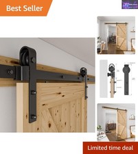 Easy Install 6.6FT Black Sliding Barn Door Kit - Durable Carbon Steel Design