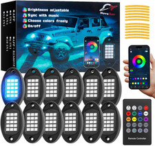 12 Pods RGB LED Rock Lights for Trucks Comes with App, Remote Control Music Mode