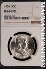 1956 Franklin Half Dollar - NGC MS 64 FBL - Scarce  No Reserve  #SLK607