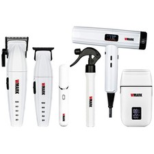 WMARK 6-IN-1 Pro Barber Hair Cut Kit Clipper Trimmer Shaver Dryer Grooming White