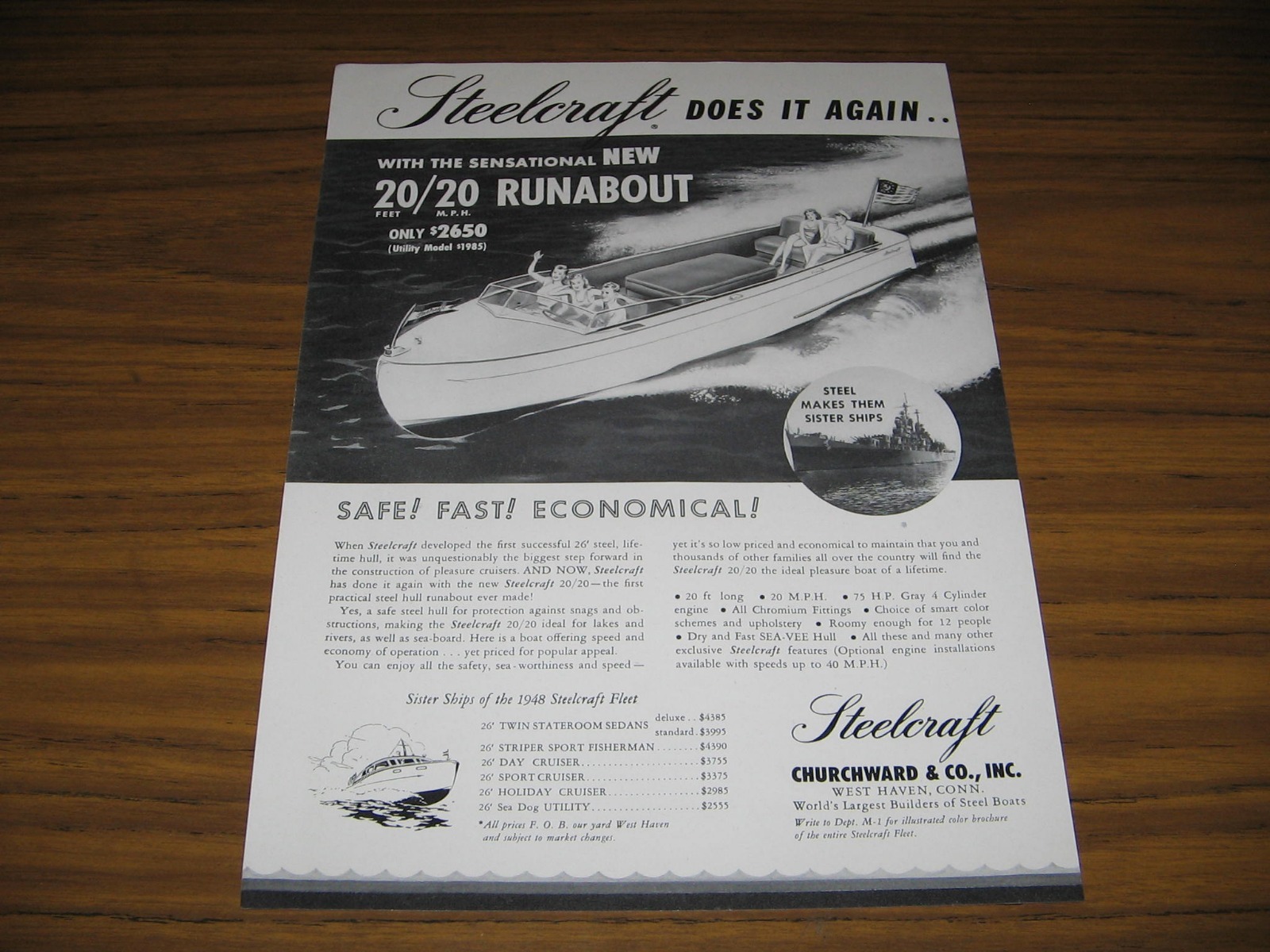 1948 Print Ad Steelcraft 20/20 Runabout Boats West Haven,CT eBay