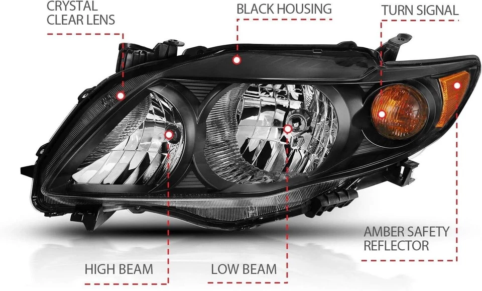 Faros de carcasa negros para Toyota Corolla S/XRS 2009-2010 09-10 Foto 4 de 4