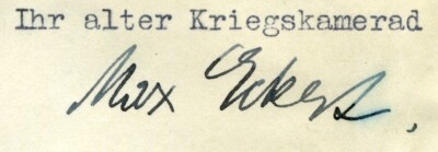 AUTOGRAPH - PROF. DR. MAX ECKERT-GREIFFENDORFF 1930