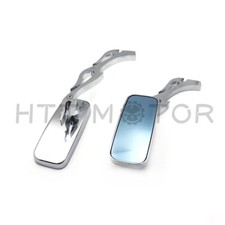 Chrome Racing Mirror Rectangle Shape Flame Stem For Honda Kawasaki Suzuki Yamaha