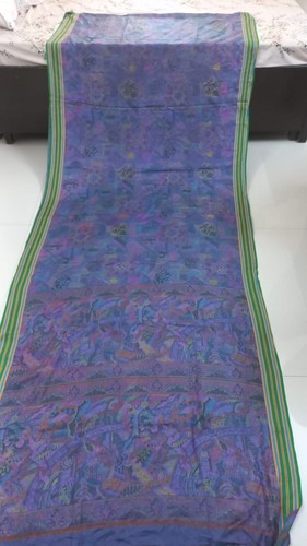 Vintage Indian Sari Pure Silk Floral Printed Purple Saree Fabric 5 Yard A11731 - Picture 3 of 12