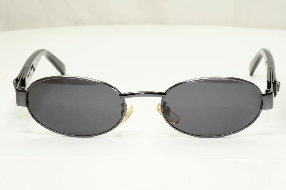 Gianni Versace 1996 Vintage Mens Gunmetal Oval Medusa Sunglasses