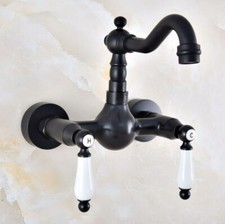 Wall Mount Black oil Antique Brass Sink Faucet Bathroom Kitchen Mixer Tap 2nf858
