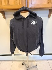 Kappa Women Sweatshirt Medium Black Cropped Logo Pullover Tie