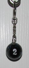 1 Inch Number 2 TWO SPARKLE Mini POOL BALL Billiard Snooker KEYCHAIN Ring NEW